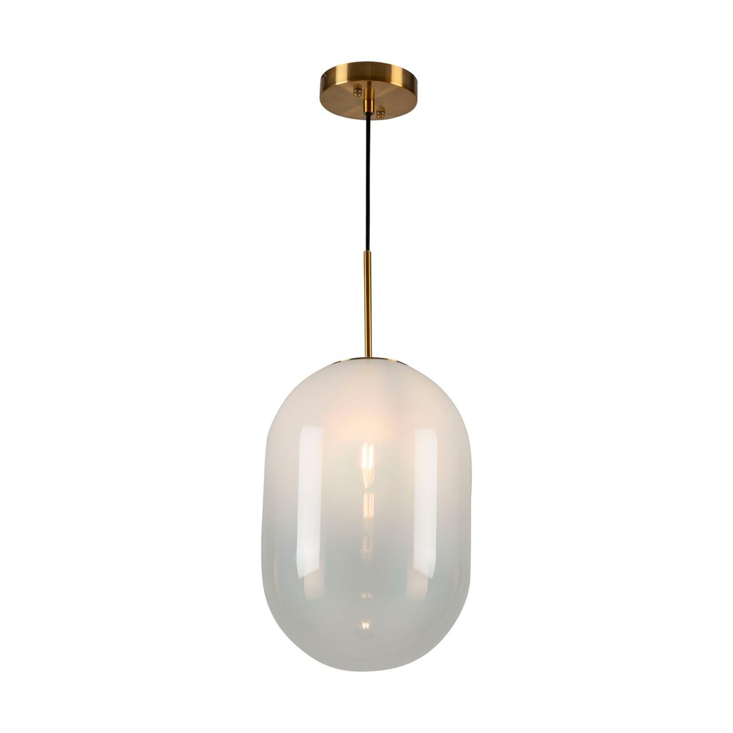 Image 3 Vita 9.4" Wide Brass Pendant With White Ombre Glass Shade more views