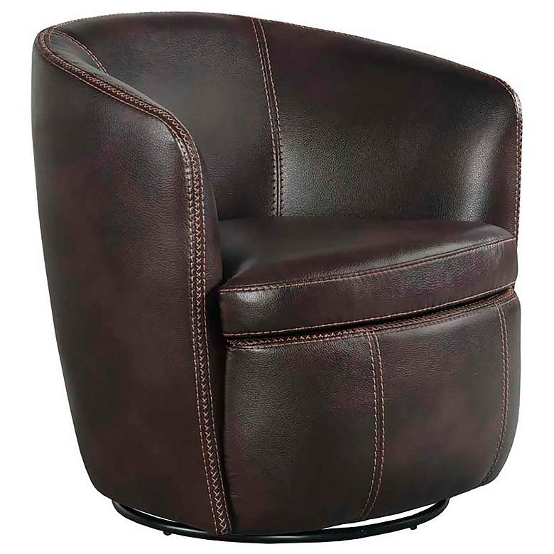 Image 2 Vito Pebble Brown Faux Leather Barrel Swivel Chair