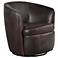 Vito Pebble Brown Faux Leather Barrel Swivel Chair