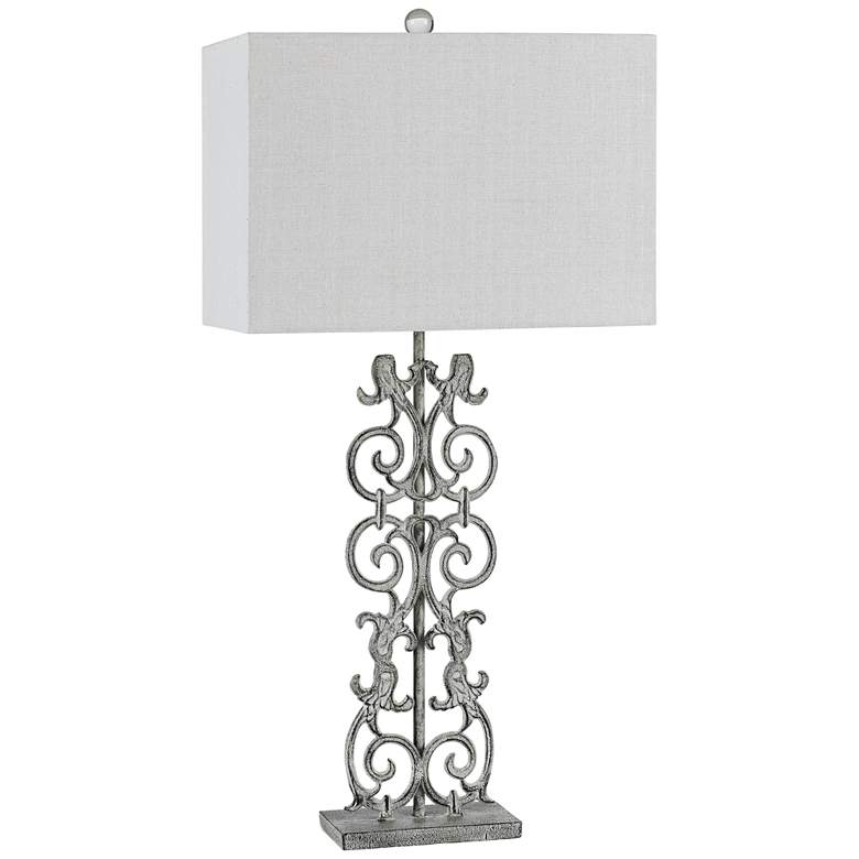 Image 1 Vitoria Distressed White Metal Table Lamp