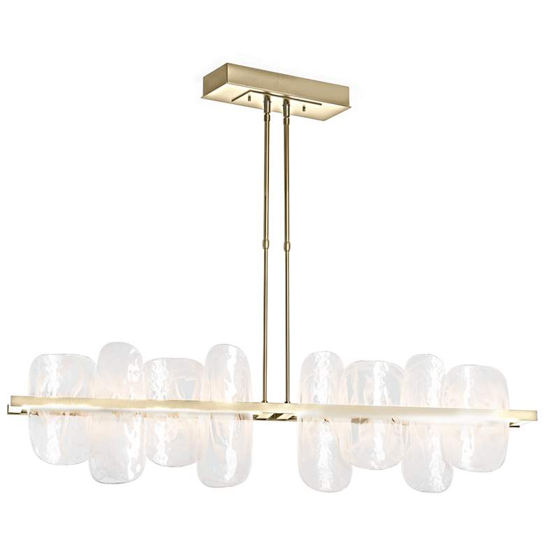 Image 1 Vitre 51.9 inch Linear Modern Brass Long LED Pendant with White Swirl Glas