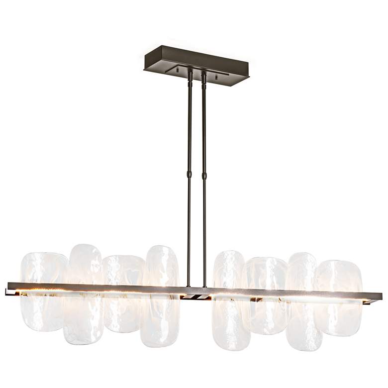 Image 1 Vitre 51.9 inch Linear Rubbed Bronze Long LED Pendant with White Swirl Gla