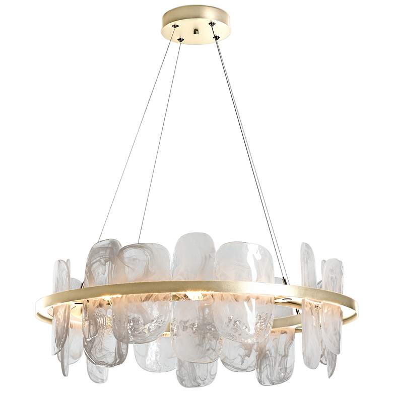 Image 1 Vitre Circular LED Pendant - Brass Finish - White Glass - Standard Height