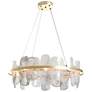 Vitre Circular LED Pendant - Brass Finish - White Glass - Standard Height
