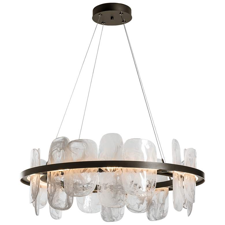 Image 1 Vitre Circular LED Pendant - Bronze Finish - White Glass - Standard Height