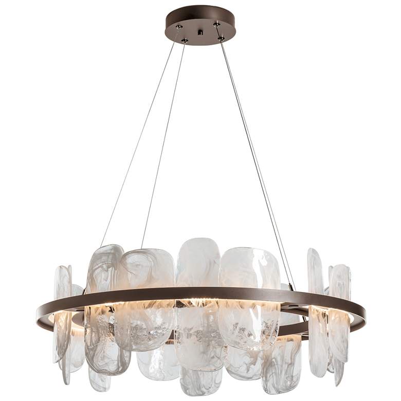 Image 1 Vitre Circular LED Pendant - Bronze Finish - White Glass - Standard Height