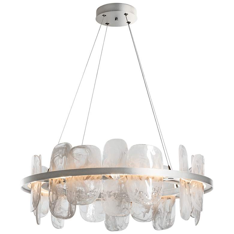 Image 1 Vitre Circular LED Pendant - Sterling - White Glass - Standard Height