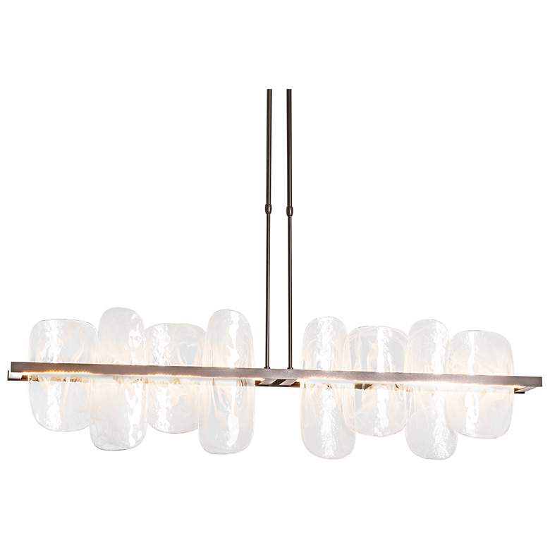 Image 1 Vitre Large Linear LED Pendant - Bronze Finish - White Glass - Short Height