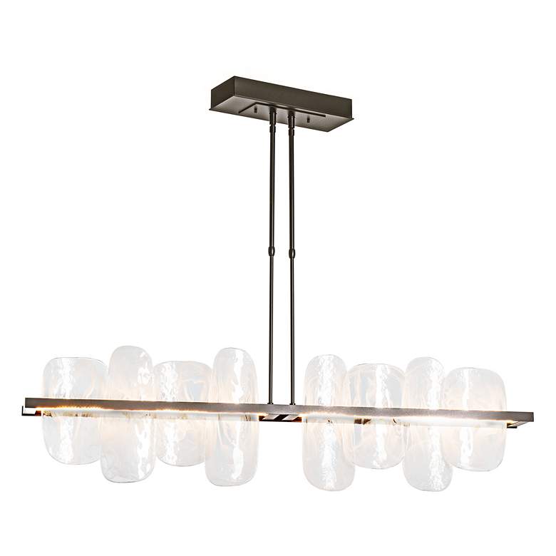 Image 1 Vitre Large Linear LED Pendant - Bronze - White Glass - Standard Height