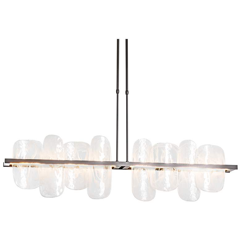 Image 1 Vitre Large Linear LED Pendant - Smoke Finish - White Glass - Short Height