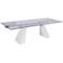 Vittorio Clear Glass Top White Wood Extendable Dining Table