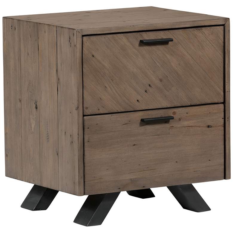 Image 1 Viva 20 1/2" Wide Sundried Ash Wood 2-Drawer Nightstand