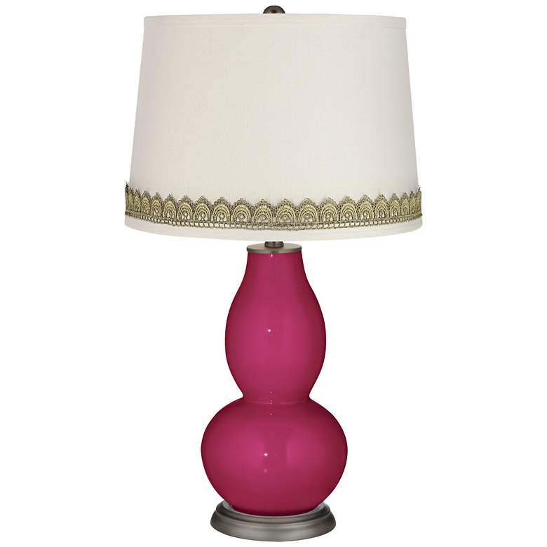 Image 1 Vivacious Double Gourd Table Lamp with Scallop Lace Trim