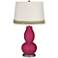 Vivacious Double Gourd Table Lamp with Scallop Lace Trim