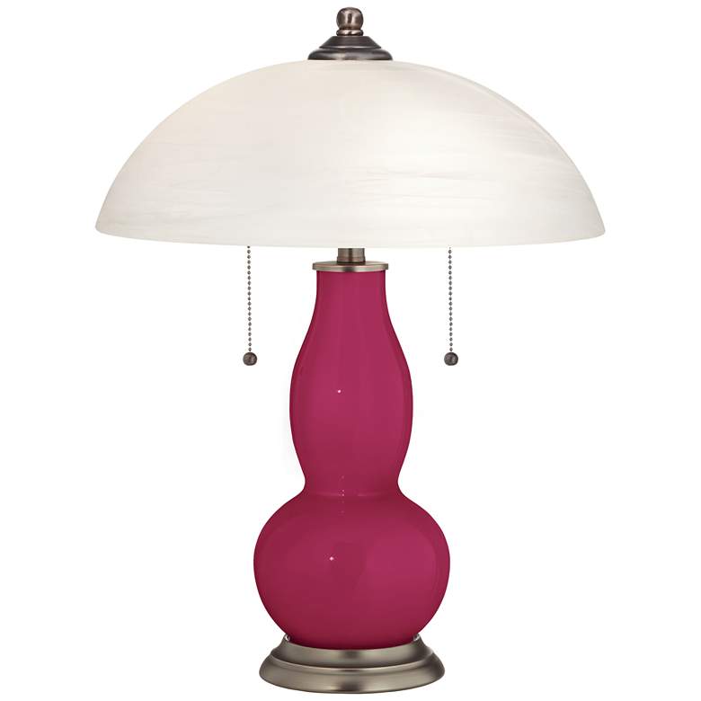 Vivacious Gourd-Shaped Table Lamp with Alabaster Shade
