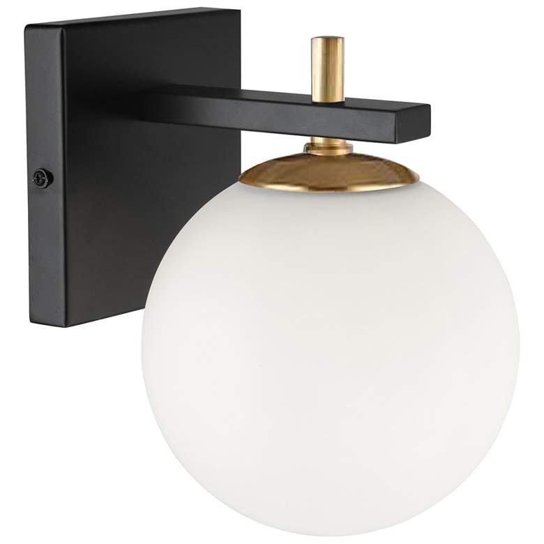 Image 1 Vivaldi 8" High Matte Black And Aged Brass Wall Sconce