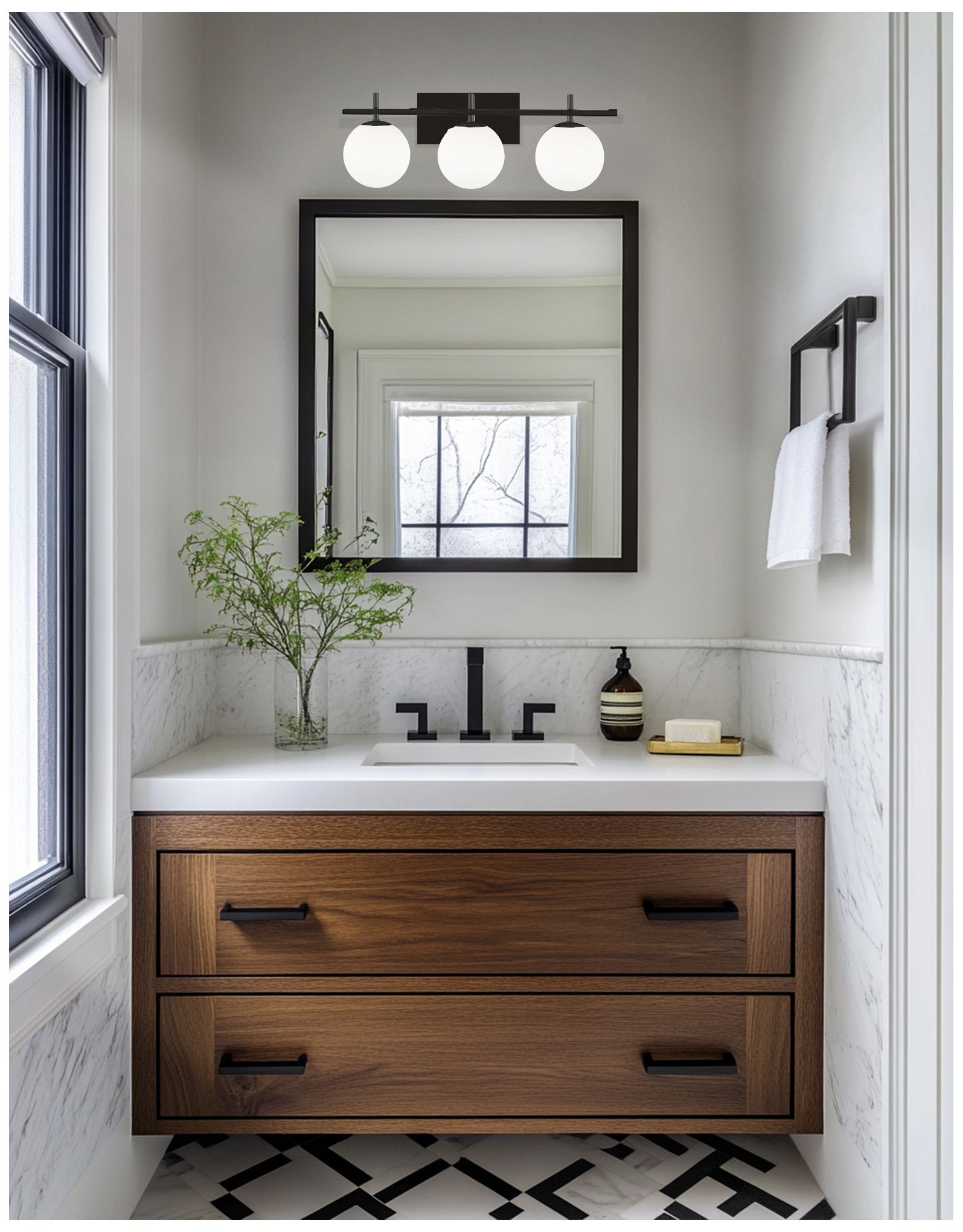 Image 3 Vivaldi Transitional 3 Light Halogen Vanity, Matte Black more views