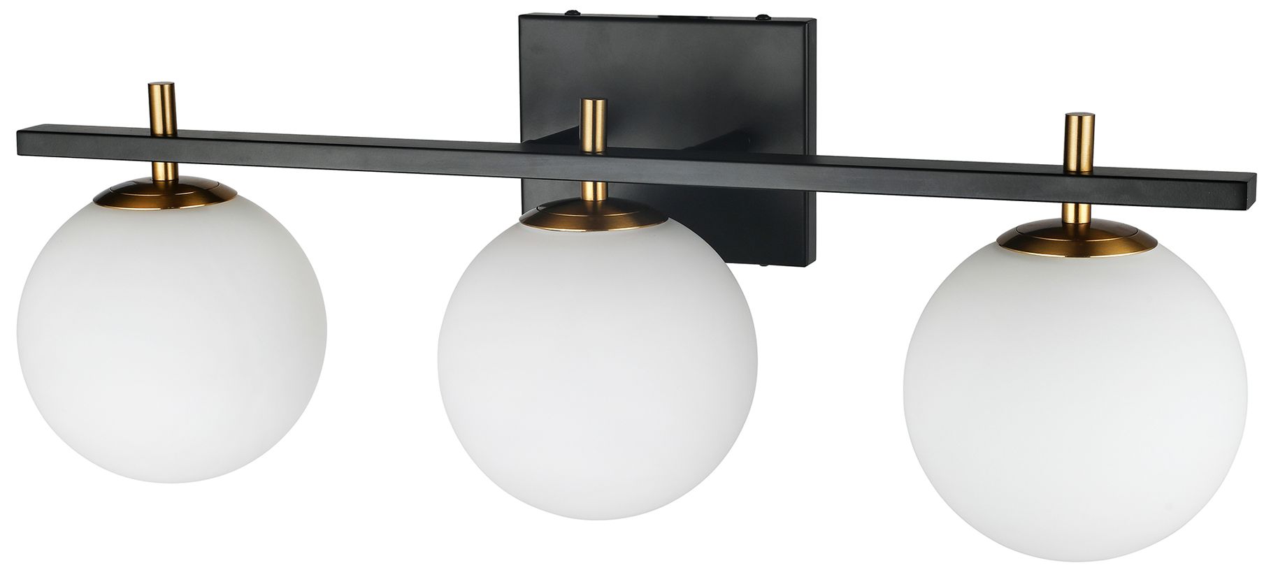 Image 2 Vivaldi Transitional 3 Light Vanity, Matte Black and Aged Brass