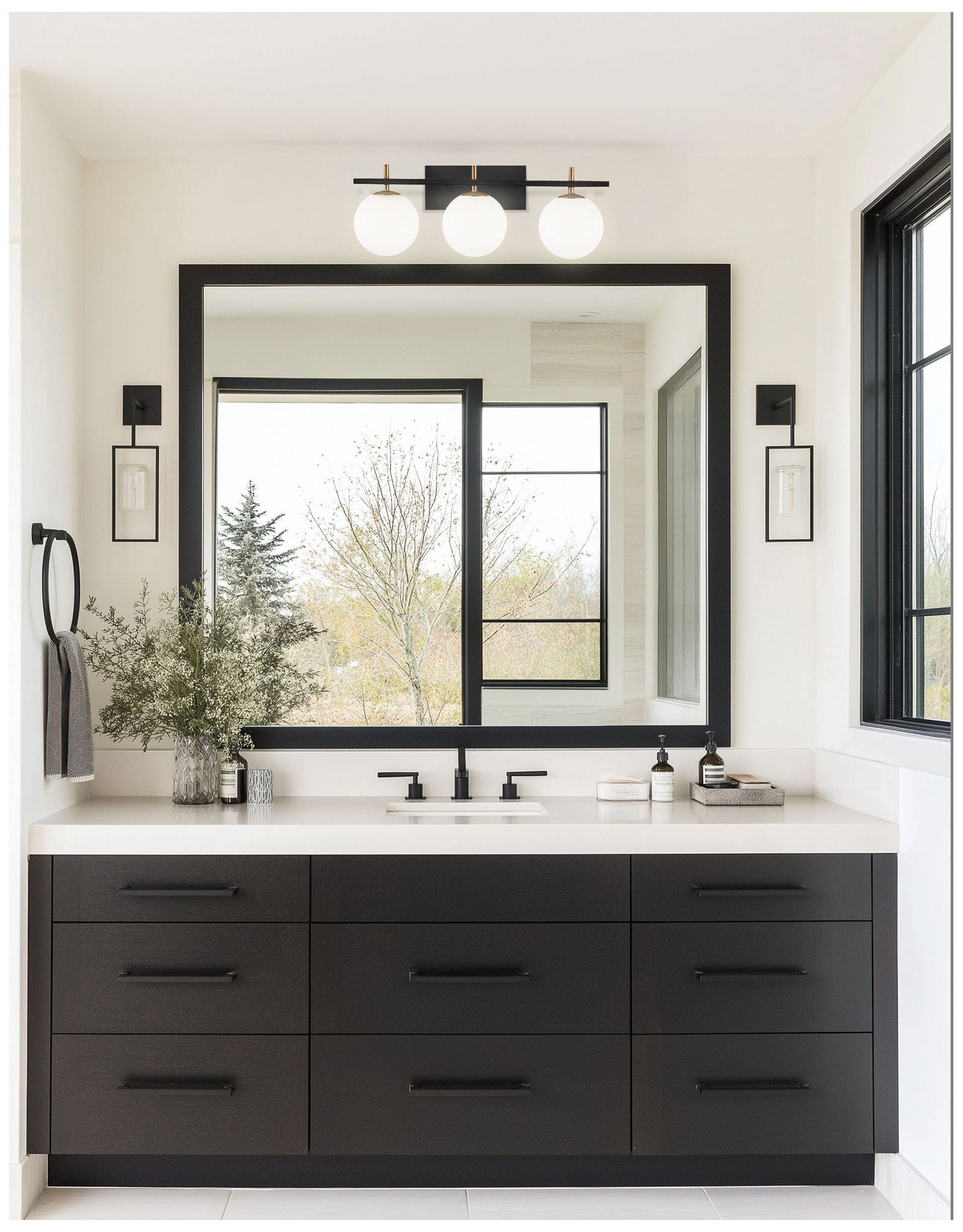 Image 4 Vivaldi Transitional 3 Light Vanity, Matte Black and Aged Brass more views