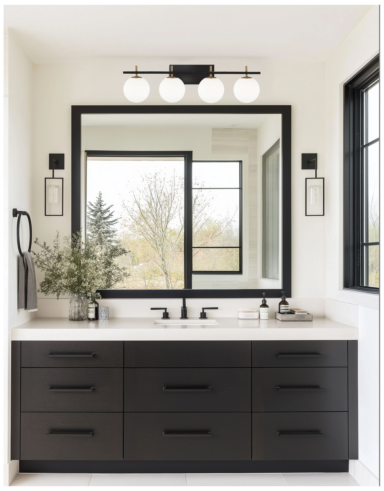 Image 3 Vivaldi Transitional 4 Light Vanity, Matte Black and Aged Brass more views