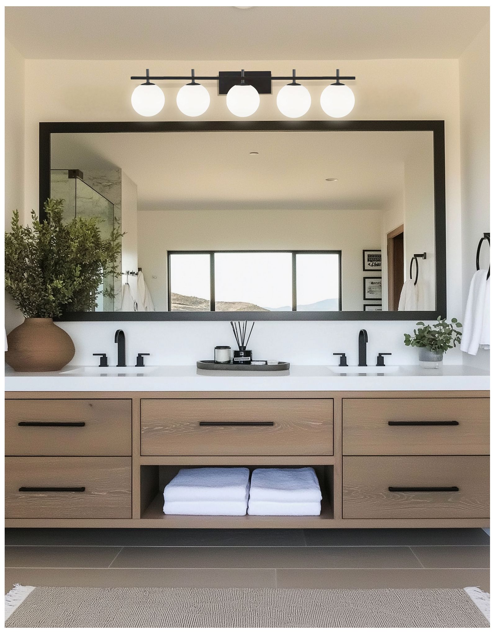 Image 2 Vivaldi Transitional 5 Light Halogen Vanity, Matte Black more views
