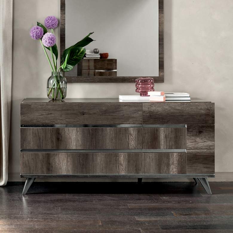 Image 1 Vivente Collina 67" Wide Vintage Oak 6-Drawer Double Dresser