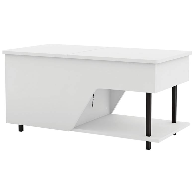Image 2 Vives 37 1/2"W White Lifted-Top Coffee Table with LED Lights