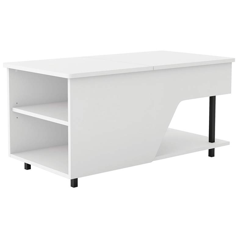 Image 4 Vives 37 1/2"W White Lifted-Top Coffee Table with LED Lights more views