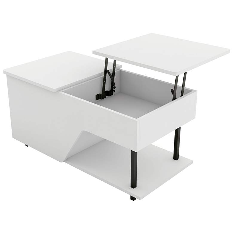 Image 5 Vives 37 1/2"W White Lifted-Top Coffee Table with LED Lights more views
