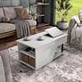 Vives 37 1/2"W White Lifted-Top Coffee Table with LED Lights