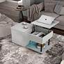 Vives 37 1/2"W White Lifted-Top Coffee Table with LED Lights