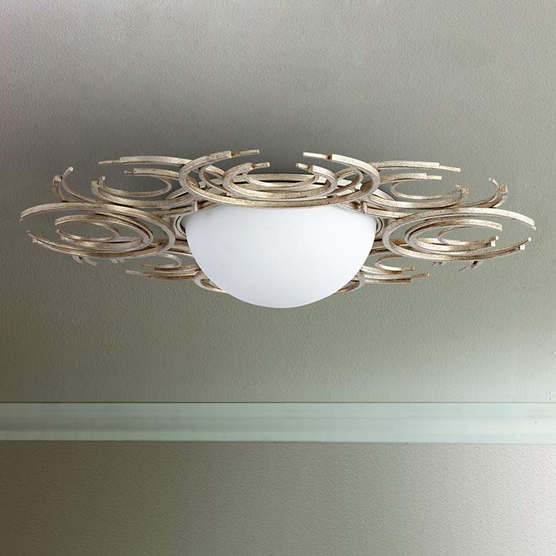 Image 1 Vivian 29 3/4" Wide Silver Leaf Glass Iron Ceiling Light