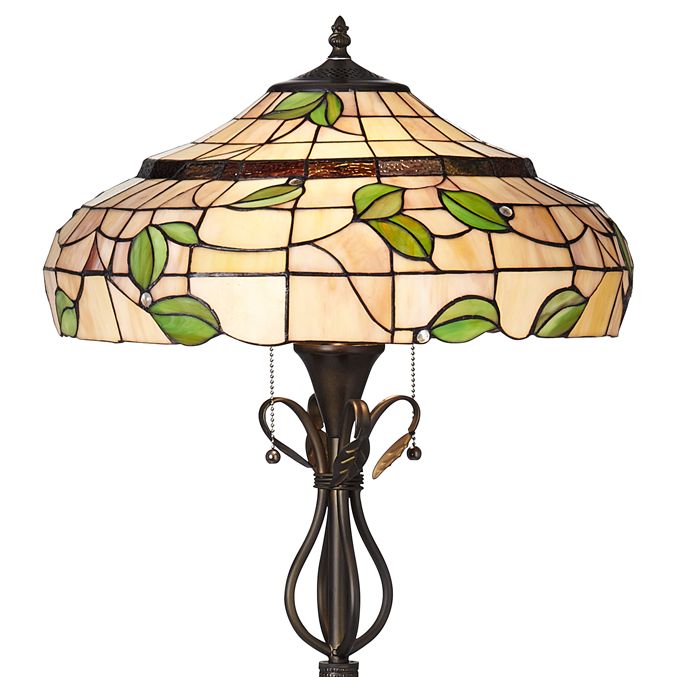 vivian green leaf tiffany style art glass floor lamp