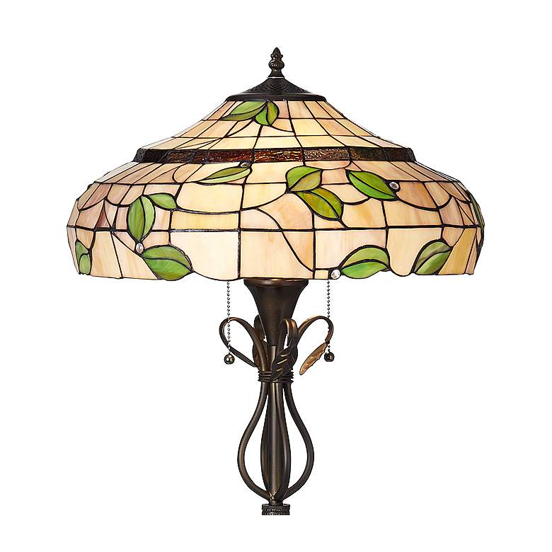 Vivian Green Leaf Tiffany-Style Art Glass Floor Lamp more views