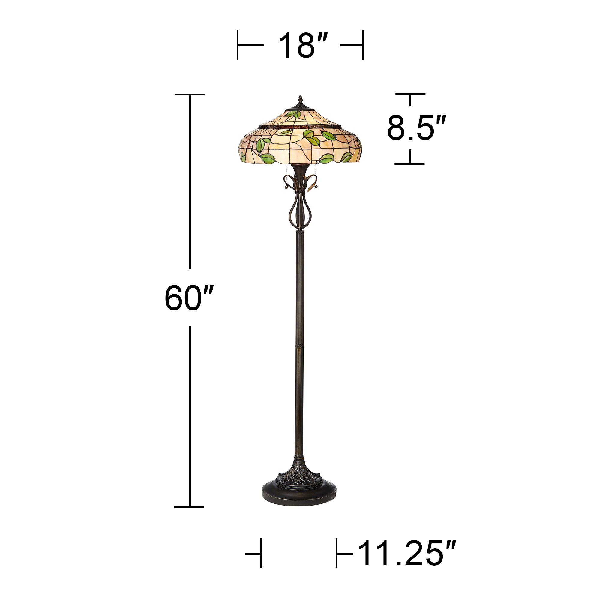 vivian green leaf tiffany style art glass floor lamp