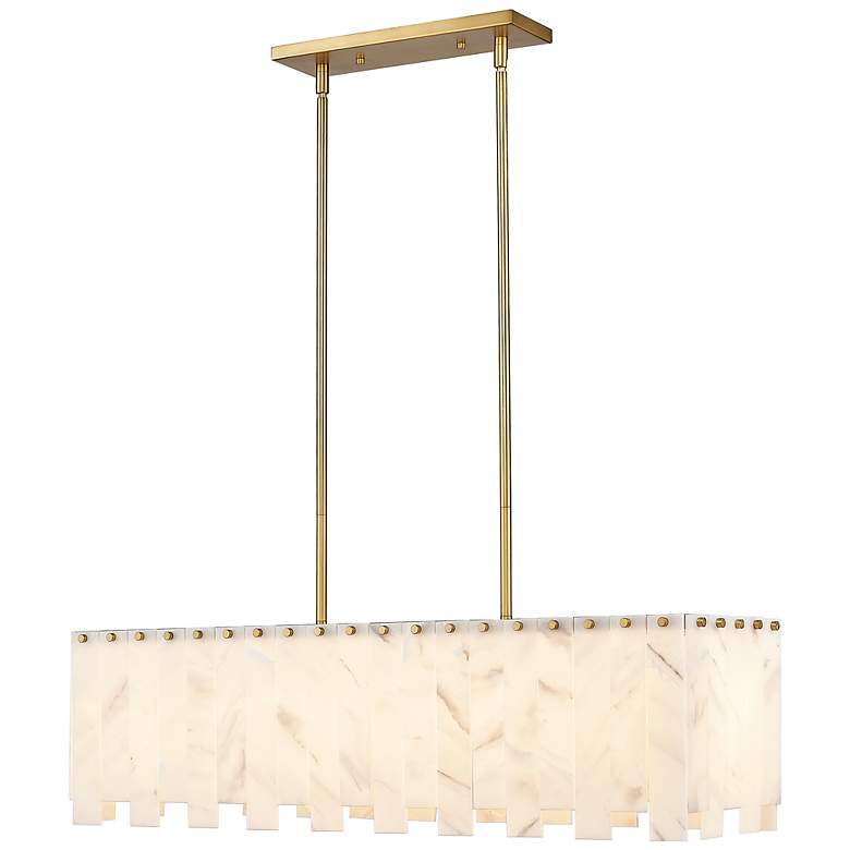 Image 2 Viviana 40 3/4" Wide Brass Linear Pendant w/ Alabaster Shade