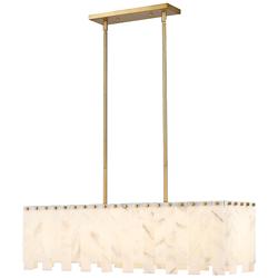 Viviana 40 3/4" Wide Brass Linear Pendant w/ Alabaster Shade