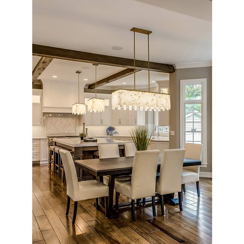 Image 4 Viviana 40 3/4" Wide Brass Linear Pendant w/ Alabaster Shade more views