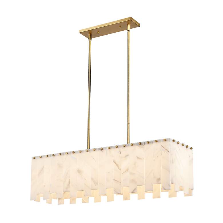 Image 5 Viviana 40 3/4" Wide Brass Linear Pendant w/ Alabaster Shade more views