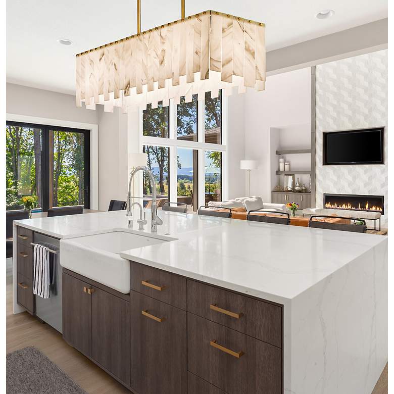 Image 4 Viviana 49" Wide Rubbed Brass 7-Light Island Chandelier more views