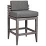 Vivid 27.5 in. Outdoor Barstool in Eucalyptus Wood, Gray Olefin Cushions
