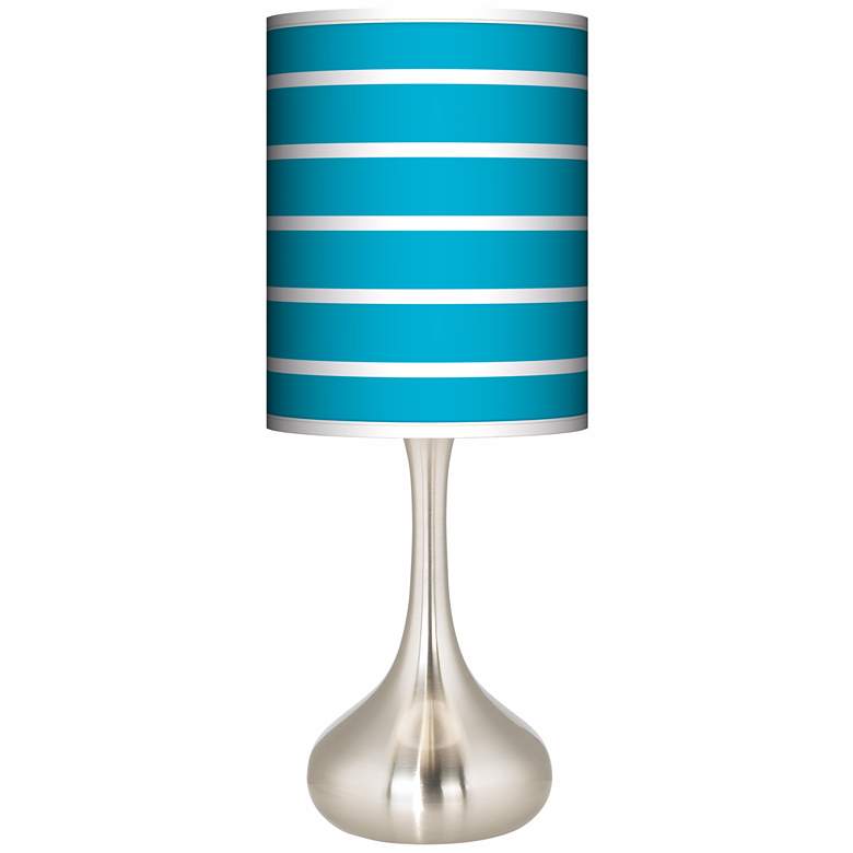 Image 1 Vivid Blue Stripes Giclee Droplet Table Lamp