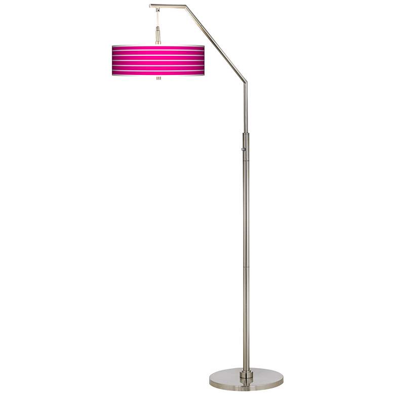 Image 1 Vivid Pink Stripes Giclee Arc Floor Lamp