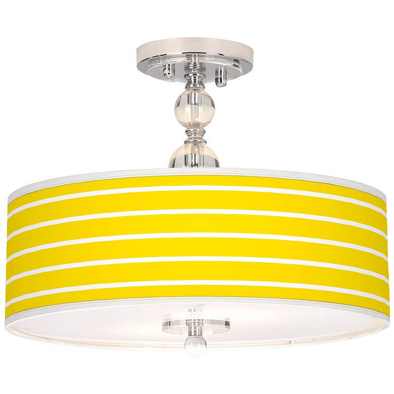 Image 1 Vivid Yellow Stripes 16 inch Wide Semi-Flush Ceiling Light