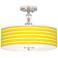 Vivid Yellow Stripes 16" Wide Semi-Flush Ceiling Light