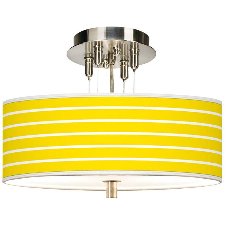 Image 1 Vivid Yellow Stripes Giclee 14 inch Wide Ceiling Light