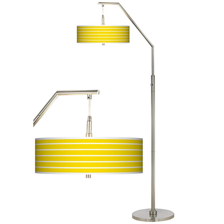 Image 2 Vivid Yellow Stripes Giclee Arc Floor Lamp
