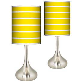 Image1 of Vivid Yellow Stripes Giclee Modern Droplet Table Lamps Set of 2