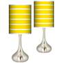 Vivid Yellow Stripes Giclee Modern Droplet Table Lamps Set of 2