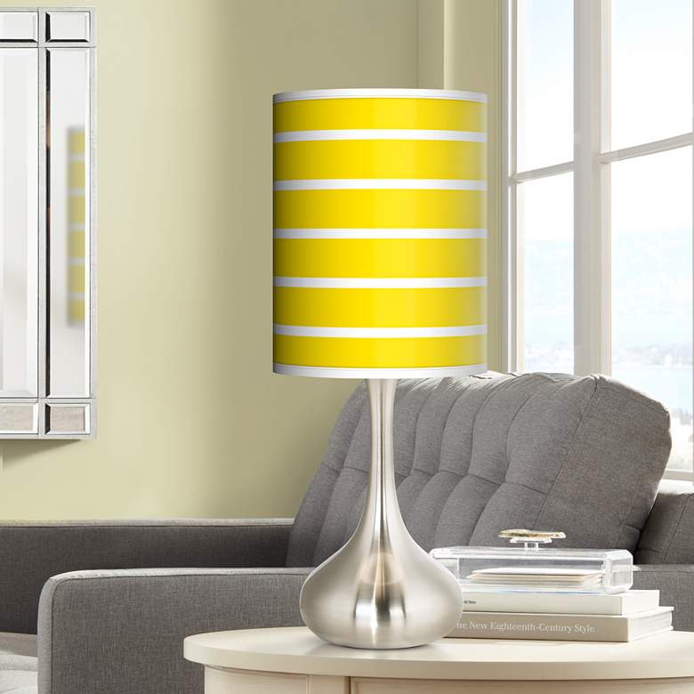 Image 1 Vivid Yellow Stripes Giclee Shade Modern Droplet Table Lamp